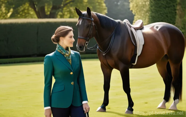 에르메스와 구찌의 스카프 스타일 - Image Prompt 1: "Equestrian Grace"**