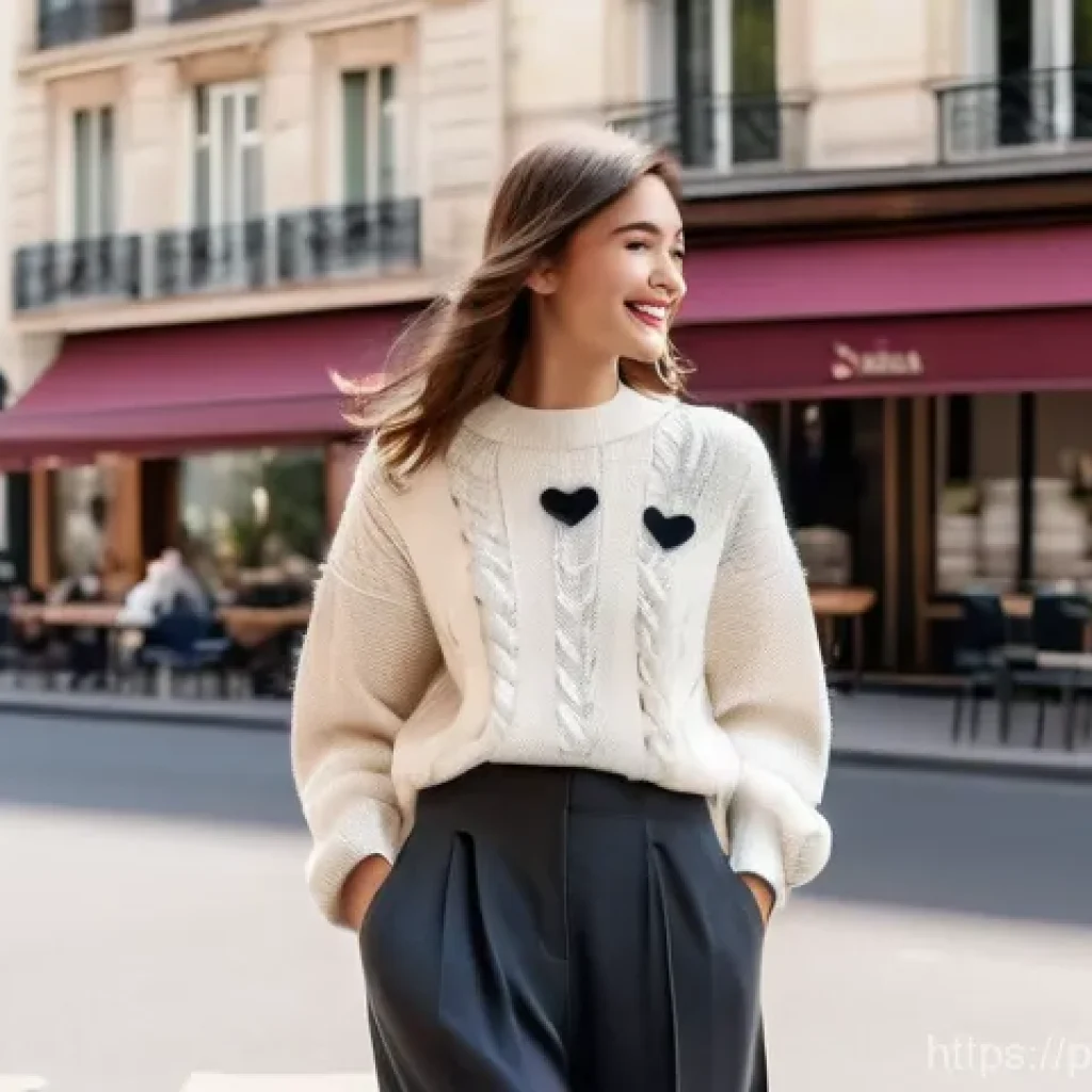아미 AMI 와 생로랑의 모던룩 - **AMI Paris: Effortless Parisian Chic**
    A young adult (20s-30s), appearing relaxed yet impeccabl...
