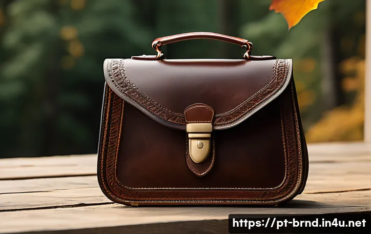 코치와 마이클코어스의 가방 비교 - A classic American vintage-inspired structured leather handbag placed on a rustic wooden table surro...