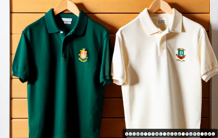 Home 17 라코스테와 유니클로 폴로티 비교 - Photorealistic side-by-side comparison of two premium unbranded short-sleeve polo shirts on wooden h...
